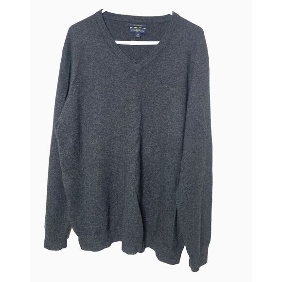 Club Room Mens XL 100% Cashmere V-Neck Sweater Pullover Gray - Picture 1 of 6